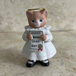 Vintage Schmid Kitty Cucumber Figurine Ginger Report Card Day 1990